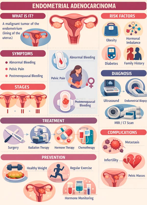 Endometrial adenocarcinoma: symptoms, stages, diagnosis and modern ...